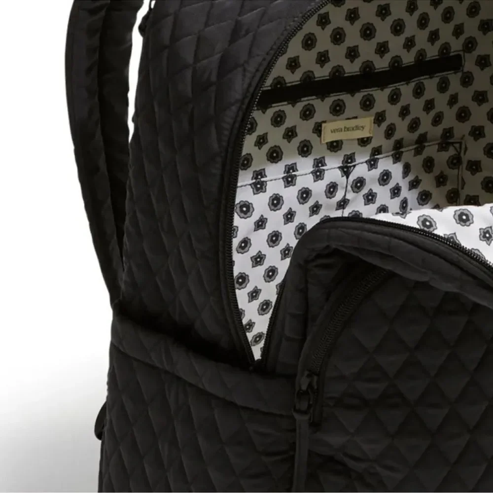 Vera Bradley Black Moonless Night Quilted Polyester Large Laptop Backpack 31 L